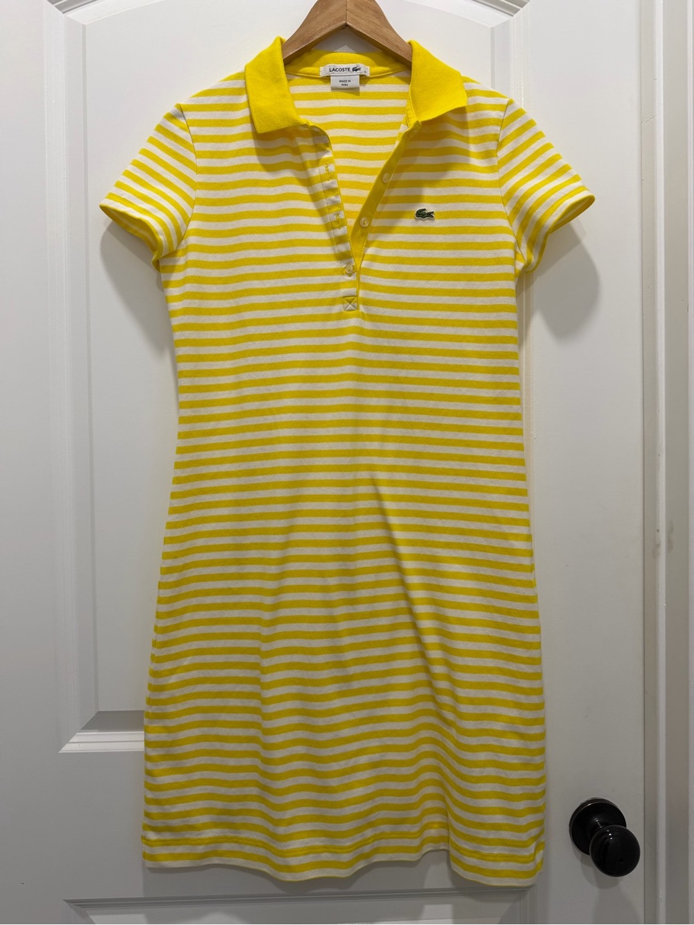 Medium Lacoste Yellow & White Striped Polo Mini Dress
